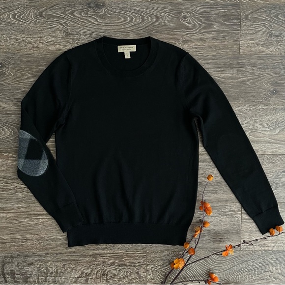 Burberry Check Detail Merino Wool Crew Neck Sweater - Picture 2 of 8